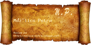 Málics Petra névjegykártya